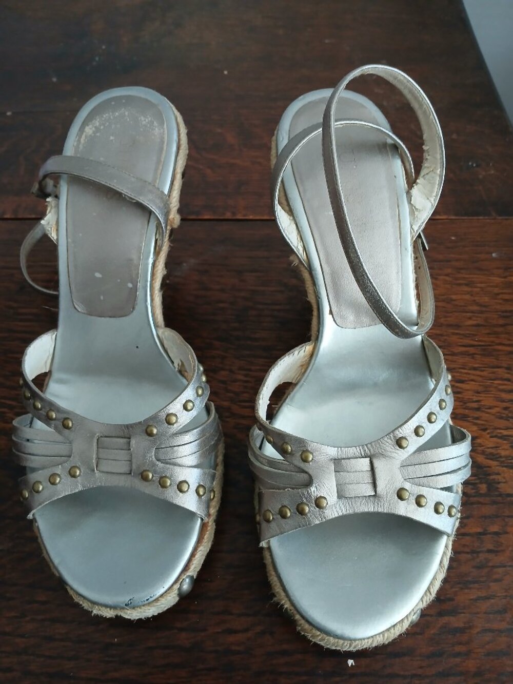 Silver Wedge Sandals